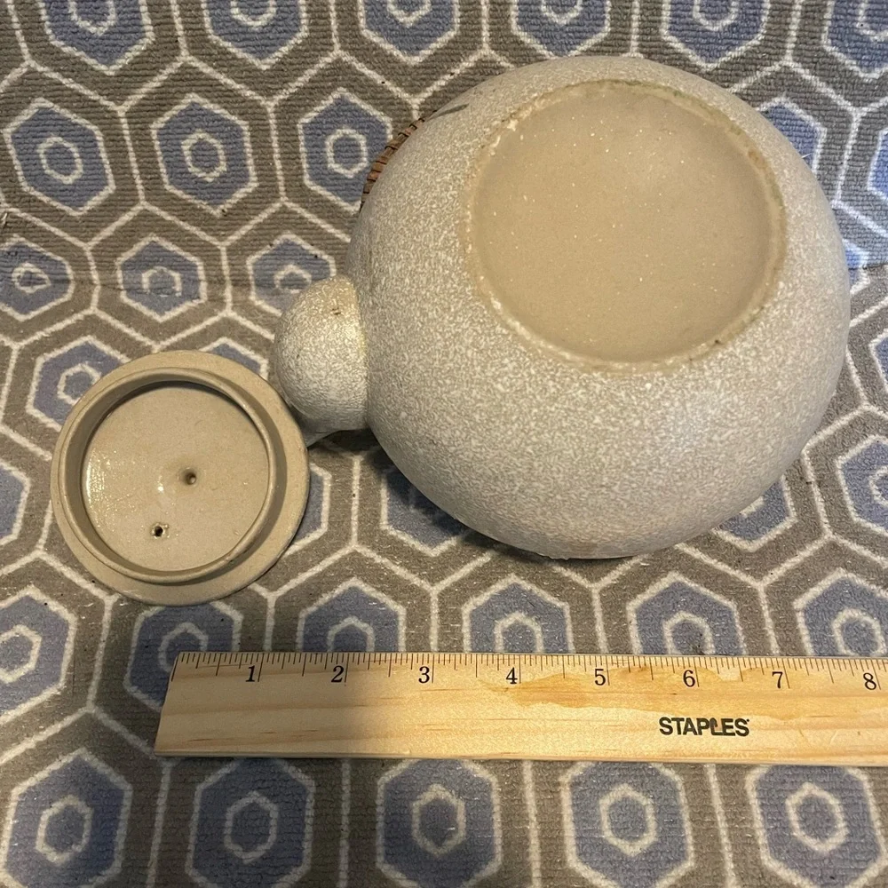 Japanese tea pot Japanese Vintage Tea Pot Pottery w Bamboo 1970